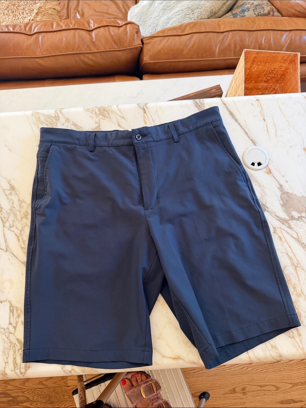 Dunning Men's Flat Front Performance Shorts - Navy 34